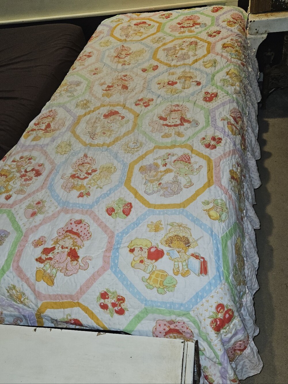 Vintage 1980s Sears Strawberry Shortcake Quilted Bedspread
